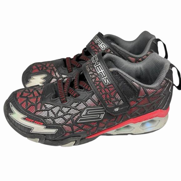 Skechers Kids Light Up Sneakers Tuff Tech Black Red Sz 4 READ - Picture 8 of 10